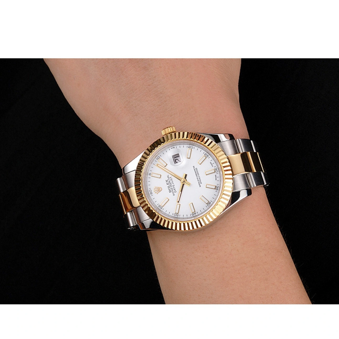 Good Copy Rolex Watches Case Dial White Rolex Gold Bracelet Steel Datejust Stainless Tone Swiss Two 1013